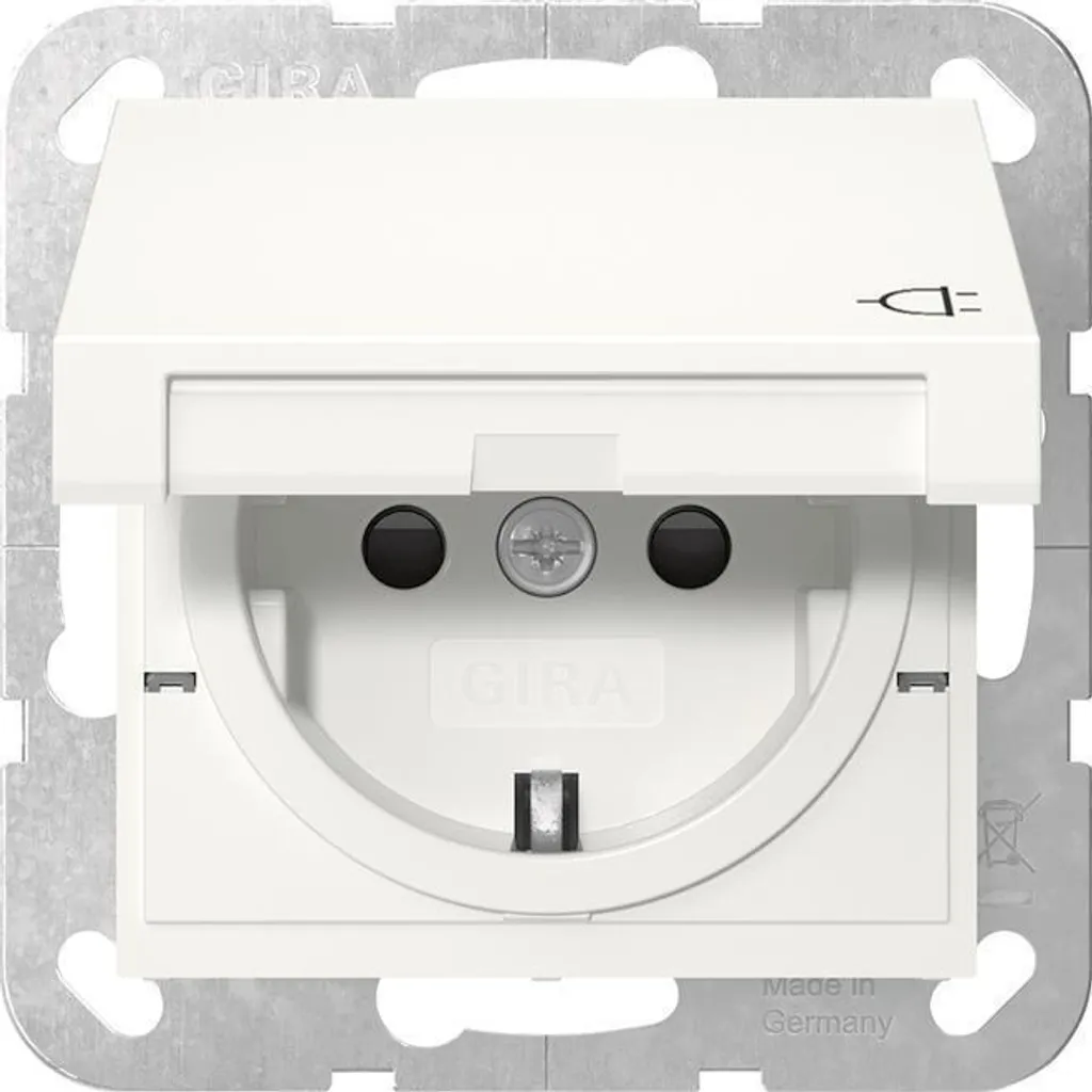 Prise de courant Schuko Gira 441427 avec couvercle rabattable System 55