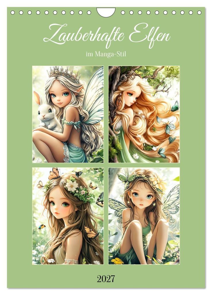 Zauberhafte Elfen im Manga-Stil (Wandkalender 2027 DIN A4 hoch), CALVENDO Monatskalender