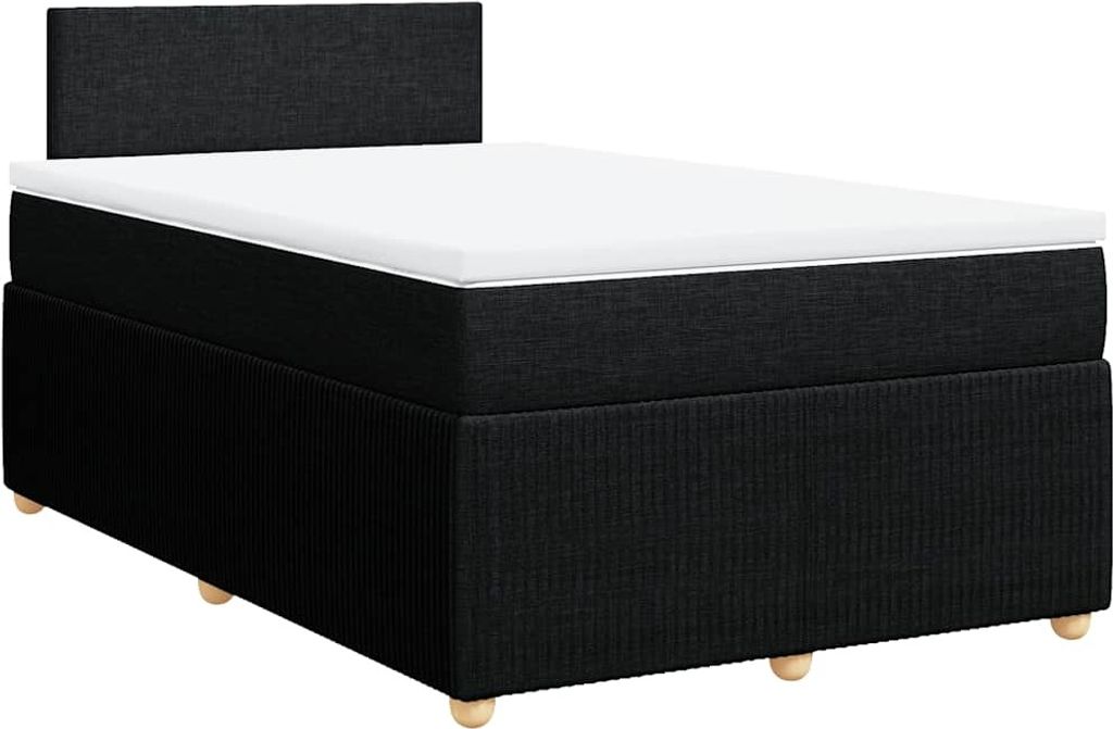 vidaXL Boxspringbett mit Matratze Schwarz 120x200 cm Stoff Produktbild 