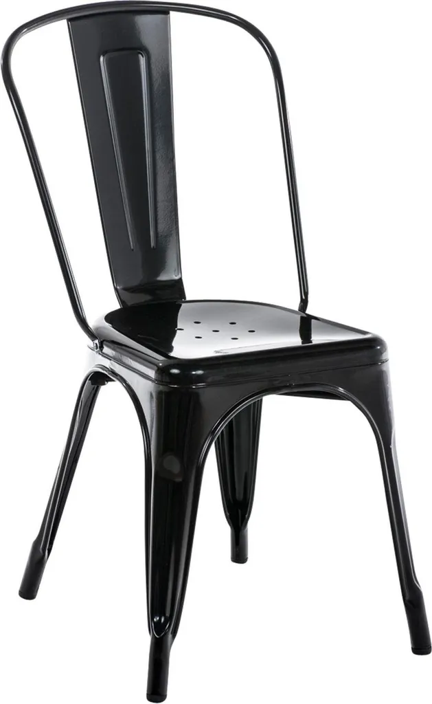 Sedia Metallo Nero Industrial Chic - Arredo Pranzo Impilabile Moderno