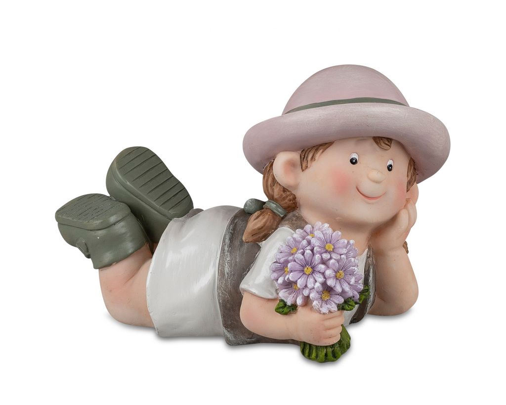 Mädchen Gartenfigur "Mädchen stehend mit Zipfelmütze" Garten Deko Figur