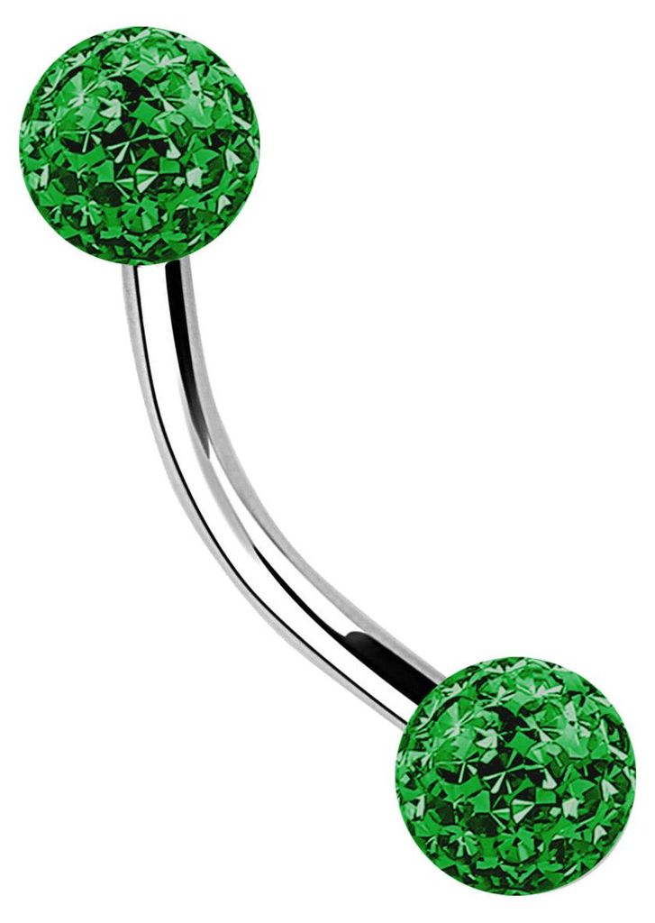 Titan Piercing Schmuck Banane 1,2 x 9 mm + Epoxy Kugeln in dunkelgrün