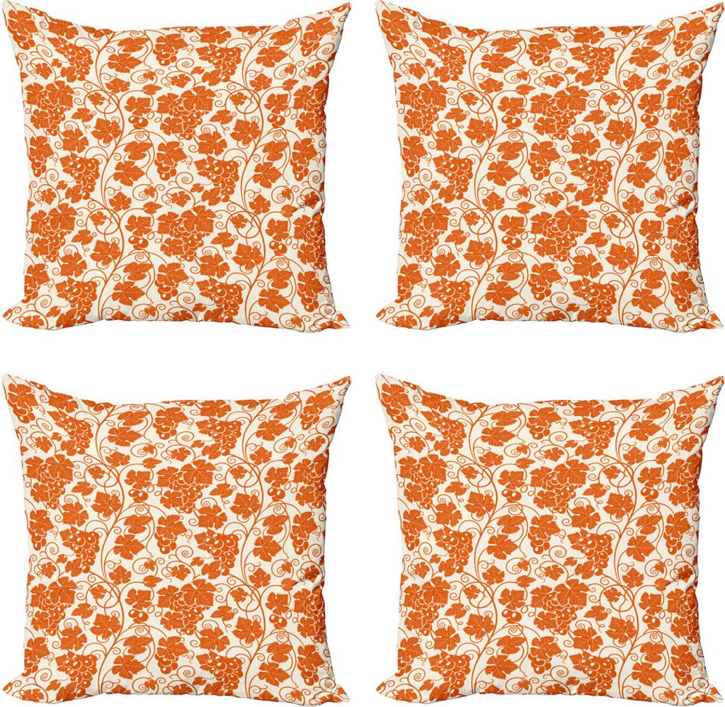 ABAKUHAUS Wein Kissenbezug Set (4 Stück), Monochrome Weinblätter Kunst, Moderner Doppelseitiger Digitaldruck, 40 cm x 40 cm, Vermilion und Elfenbein
