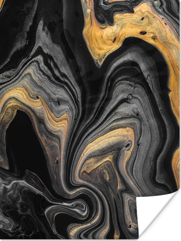 MuchoWow Poster Marmor - Acryl - Gold - Luxus - Abstrakt 120x160 cm - Wandbilder