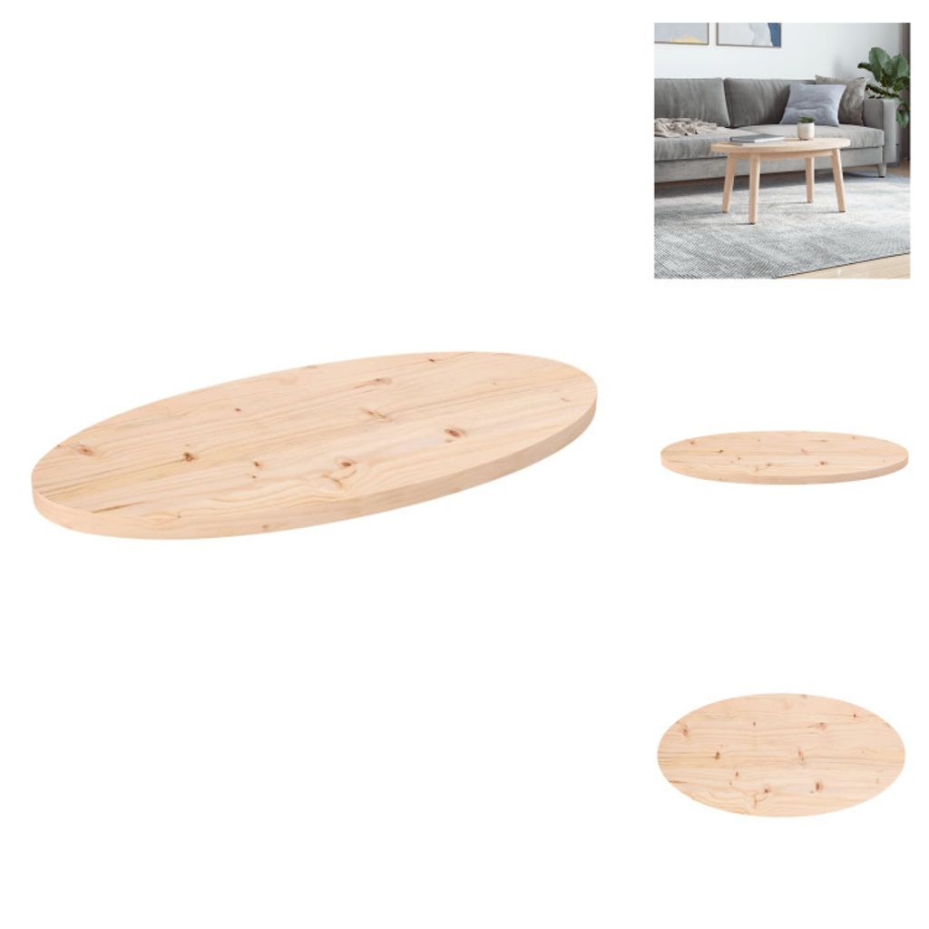 vidaXL Tischplatte 80x40x2,5 cm Massivholz Kiefer Oval - Tischplatten