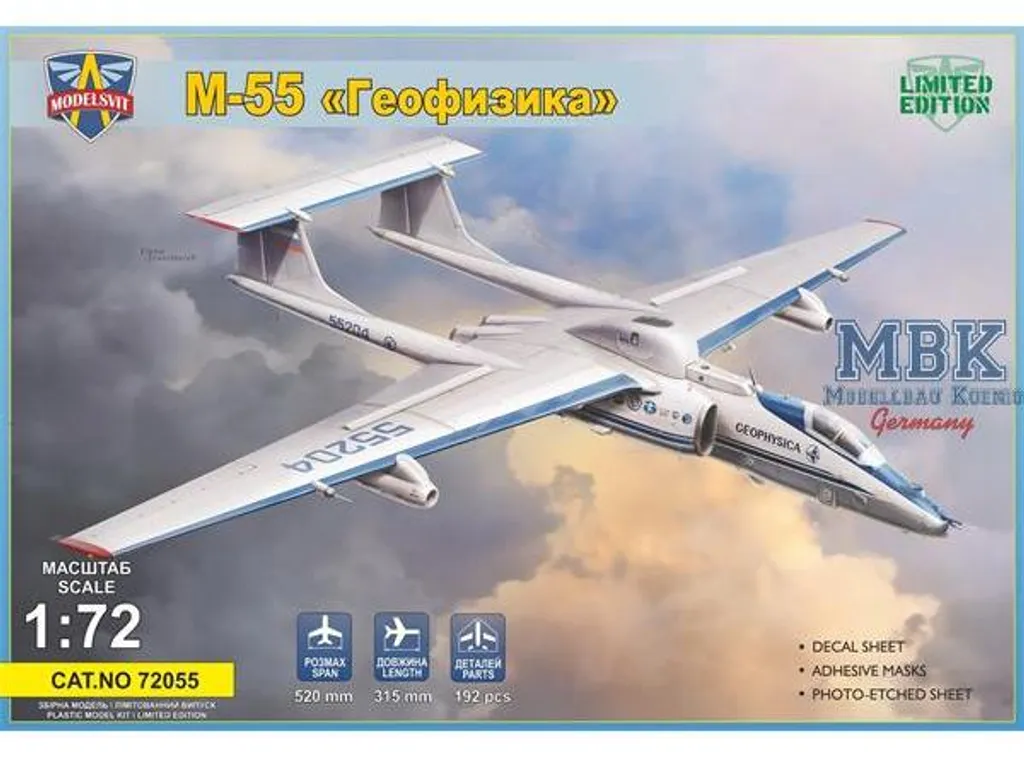 Modelsvit MSVIT72055 M-55 Mystique Avion de Reconnaissance Géophysique 1/72