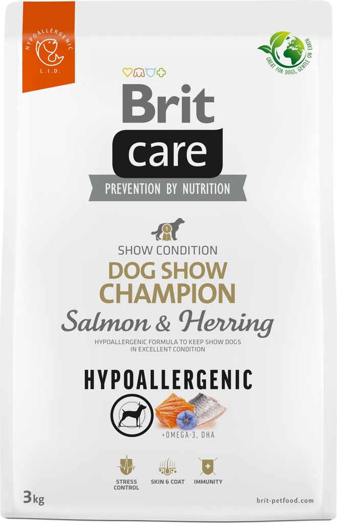 Brit Care Dog Hypoallergenic s lososem a sleděm Dog Show Champion 3 kg