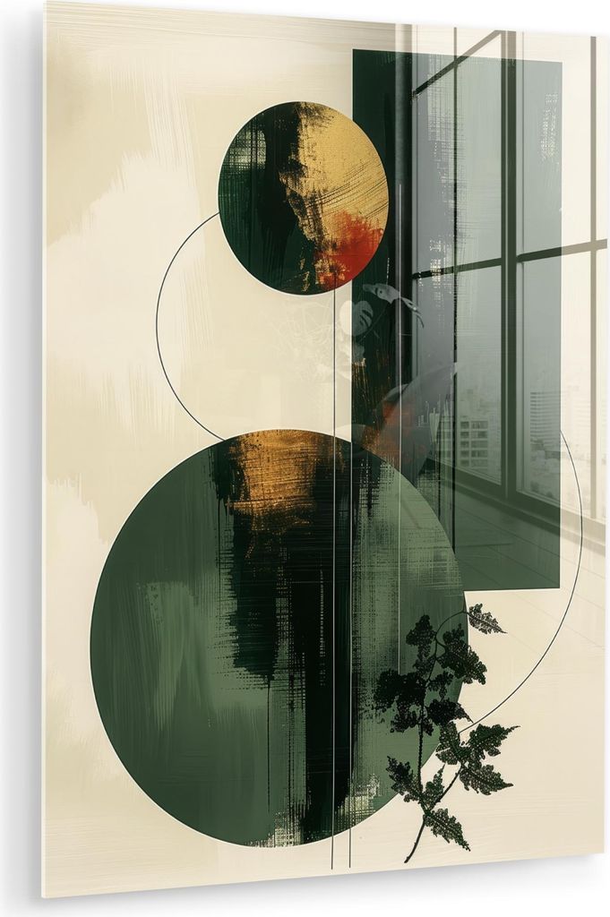 MuchoWow Glasbilder - Bilder auf Wandbild - Foto auf Glas Kunst - Kreise - Modern - Abstrakt 60x80 cm Wanddekoration aus Glas - Acrylglasbild - Acr...