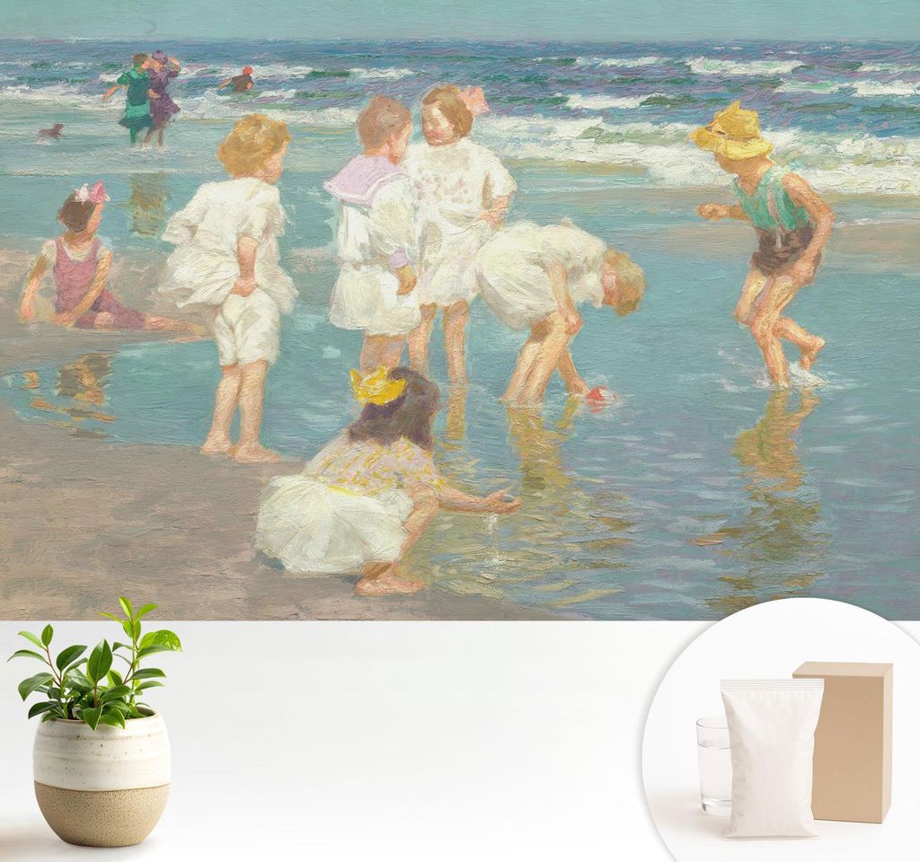 Fototapete - 104x70 cm - Tapete - Wandtapete - Wandbilder - Dekofolie - Tapete Folie - Wand - Dekoration - Wohnzimmer - Kindheit am Strand