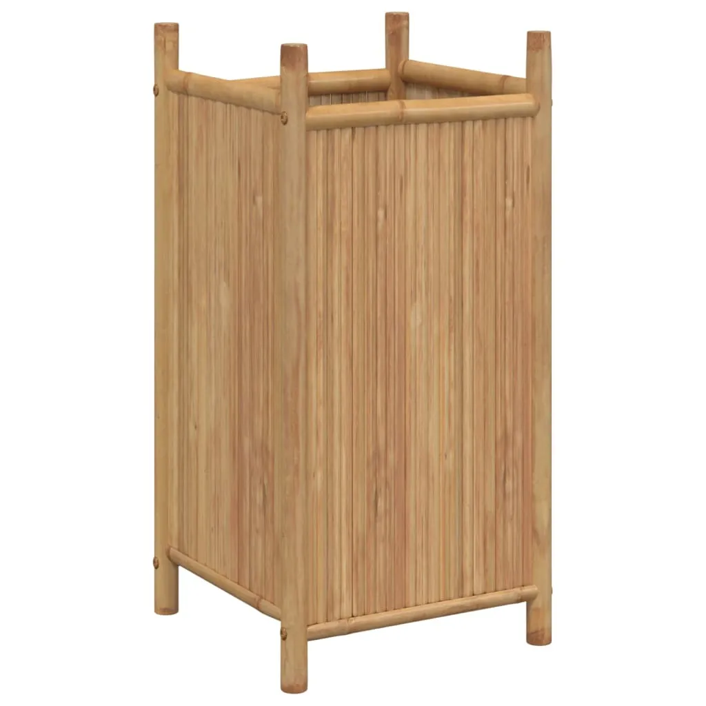 Bac à plantes 40x40x80 cm en bambou naturel pour jardin et balcon