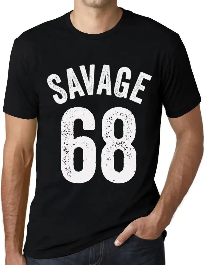 Herren Grafik T-Shirt Savage 68 Geschenk 68. Geburtstag Jahrestag 68 Jahre Jubiläum 68 Jährige Mann Jahrgang 1956 Kurzarm Lustige Druck