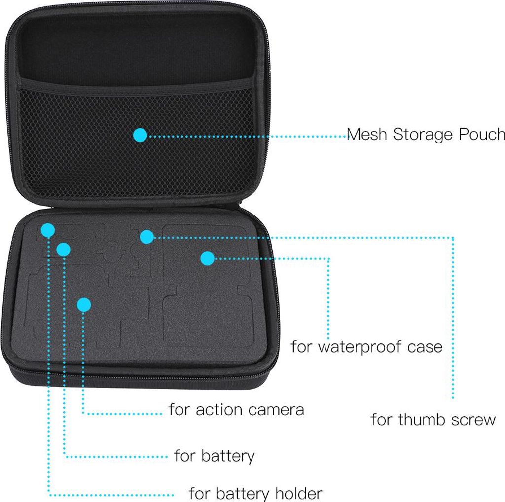 Action-Kamera-Schutzhülle, abnehmbare Nylon-EVA-Schaum-Hartschale für Kabel