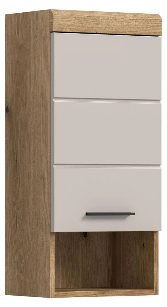 Armoire de salle de bain murale Scout 1 porte cachemire mat et chêne