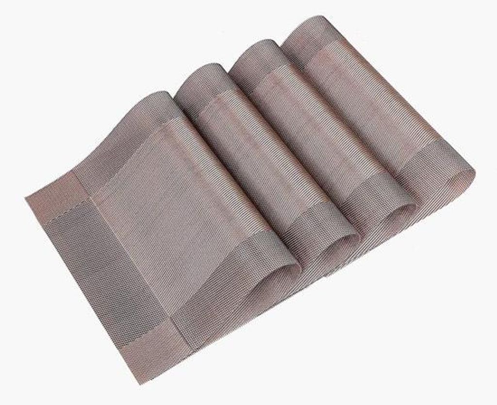PVC-Placemat-Set, antislip, pflegeleicht, hitzebeständig, für Heim und Restaurant, Tischplatte (braun/silber)