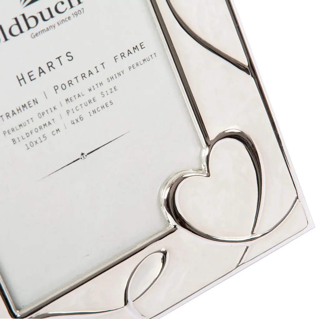 Cadre Métallique Argenté 10x15 cm Goldbuch Hearts Motif Cœurs Gravés