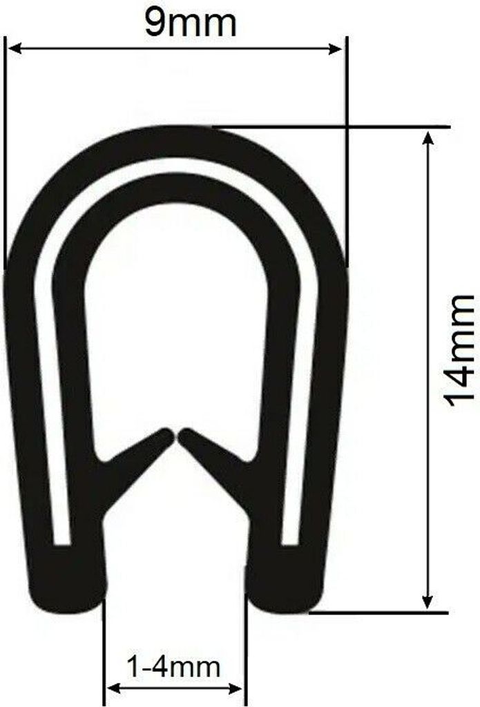 Kantenschutz Kantenschutzprofil Stahleinlage Schutzprofil Dichtungsprofil Blech 9x14mm