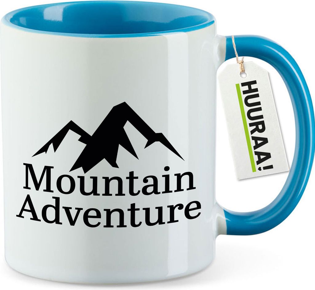 Huuraa Kaffeetasse Mountain Adventure Berge 330ml Blau Keramik Kaffeebecher Geschenkidee