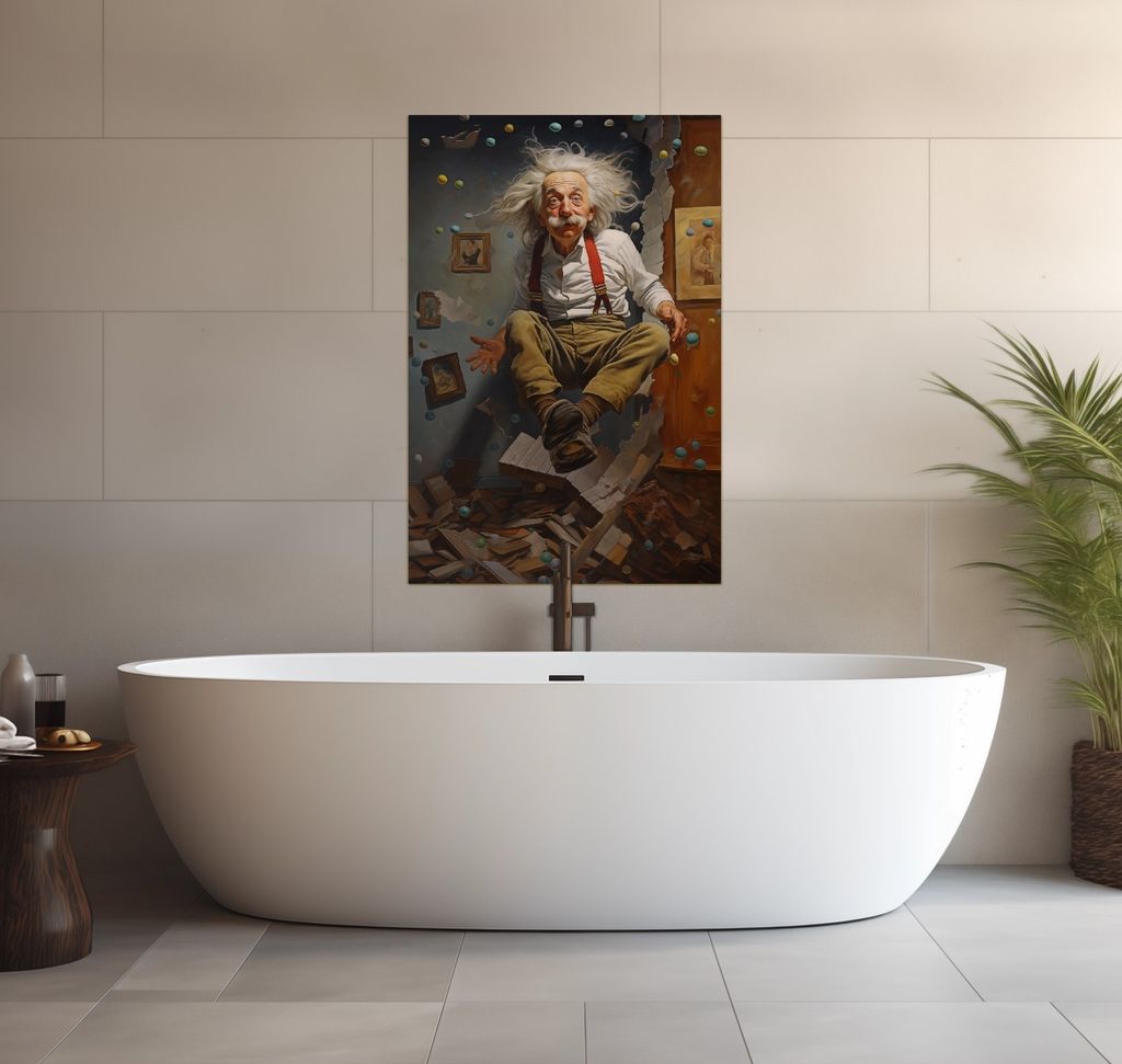 Wallario wasserfestes Poster selbstklebend 91,50 x 61 cm, Schwerelose Weisheit, Badezimmerposter Spritzschutz mit Hochglanzoberfläche in Glasoptik