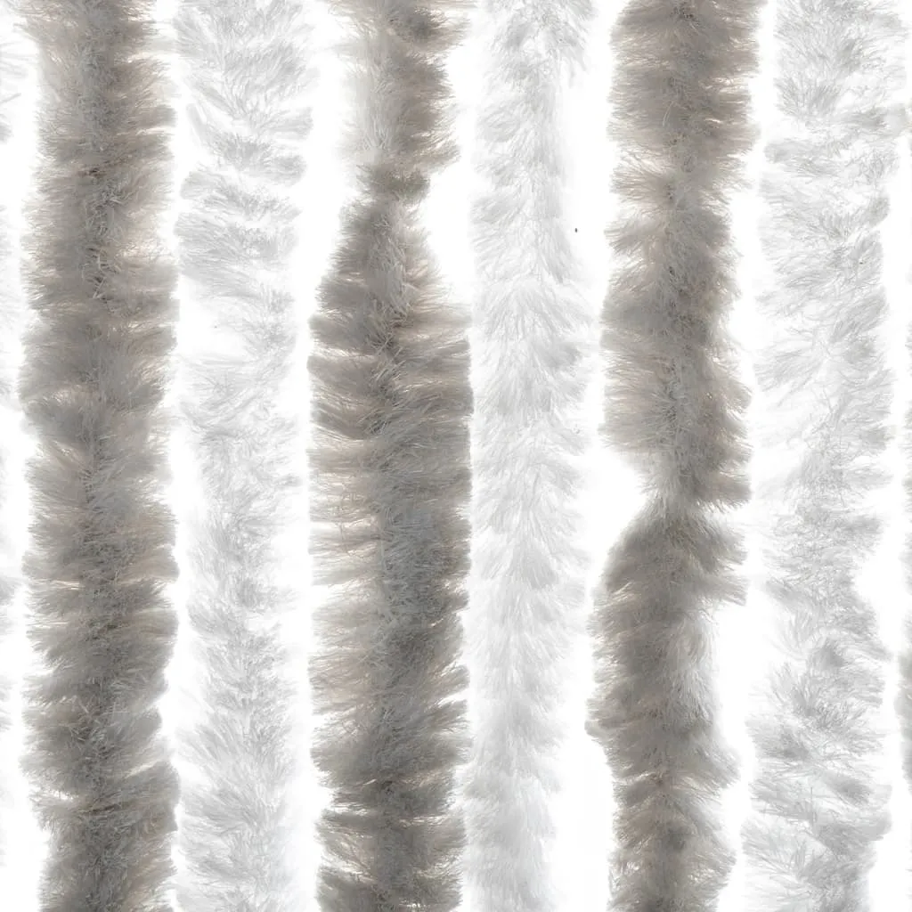 Solution anti-mouches rideau chenille gris blanc 118x220 cm sans bruit - 5