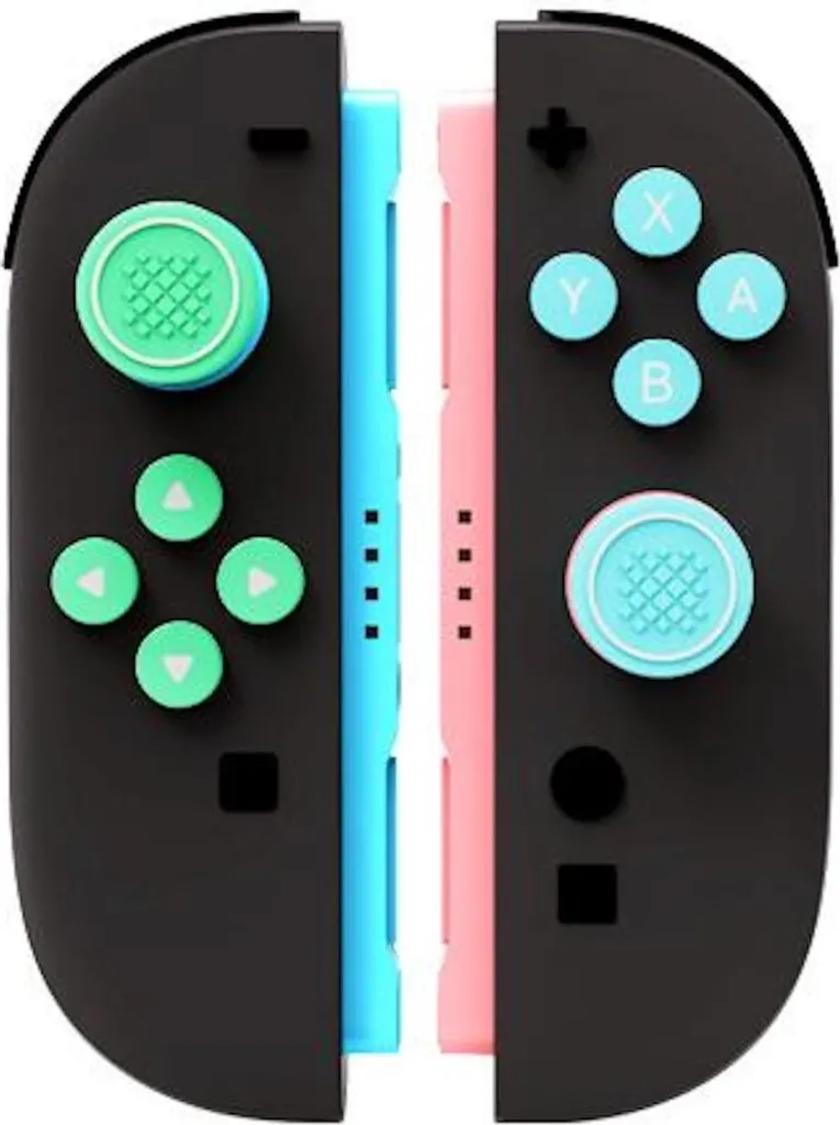 Kit Joystick Caps Nintendo Switch 2 Silicone Anti-Slip Verde Blu