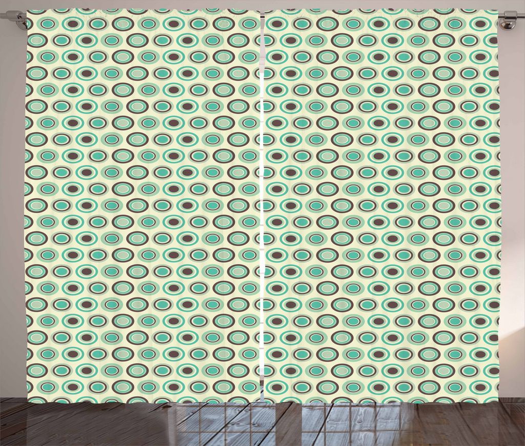 ABAKUHAUS Retro Rustikaler Vorhang, Tupfen-Pastell-Muster, Wohnzimmer Universalband Gardinen mit Schlaufen und Haken, 280 x 175 cm, Dunkler Taupe M...
