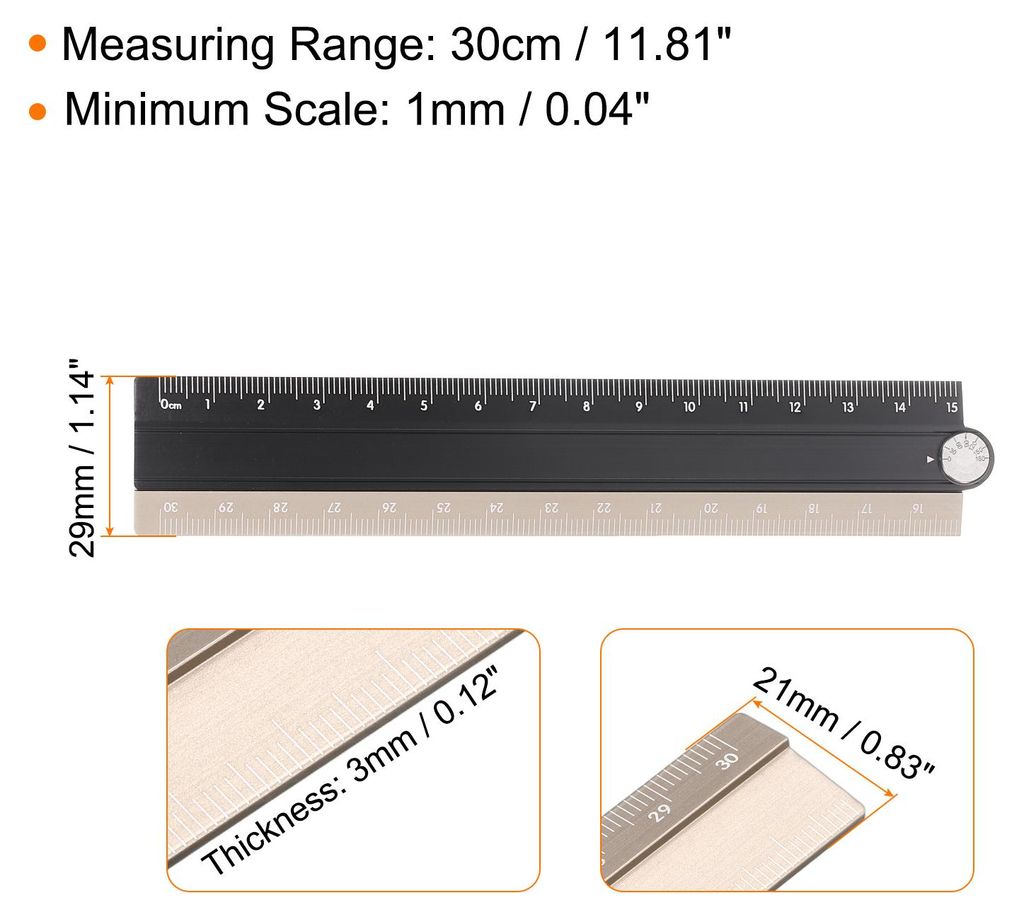 2 Stš¹ck Faltlineal 30cm Faltbares Lineal aus Aluminium Winkelmesser Geometrisches Messwerkzeug Winkellinie fš¹r Architekten Kš¹nstler Bš¹r...