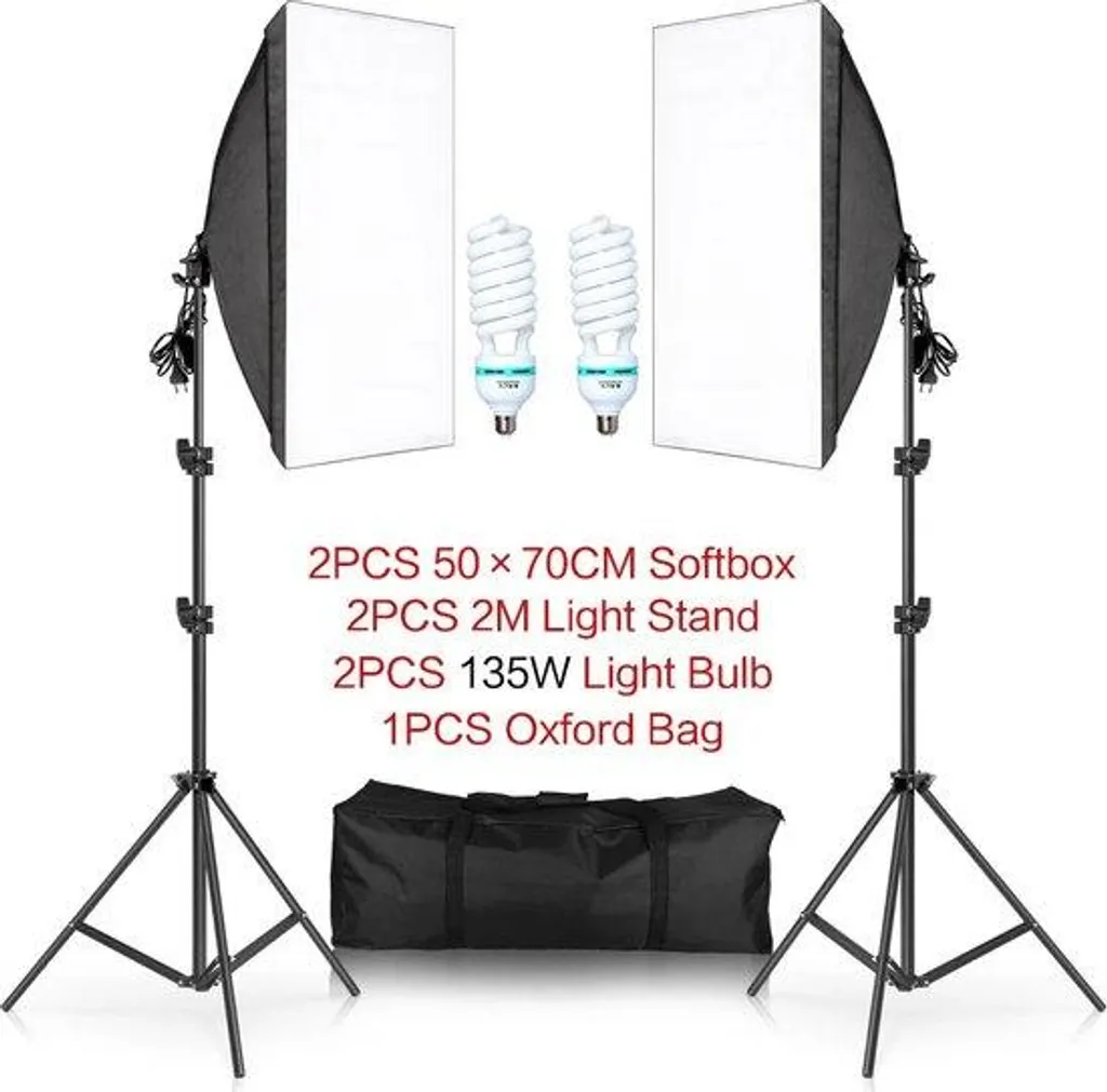 Pack Boîte à Lumière 50x70 cm 135W pour Vidéo YouTube et Photo Studio