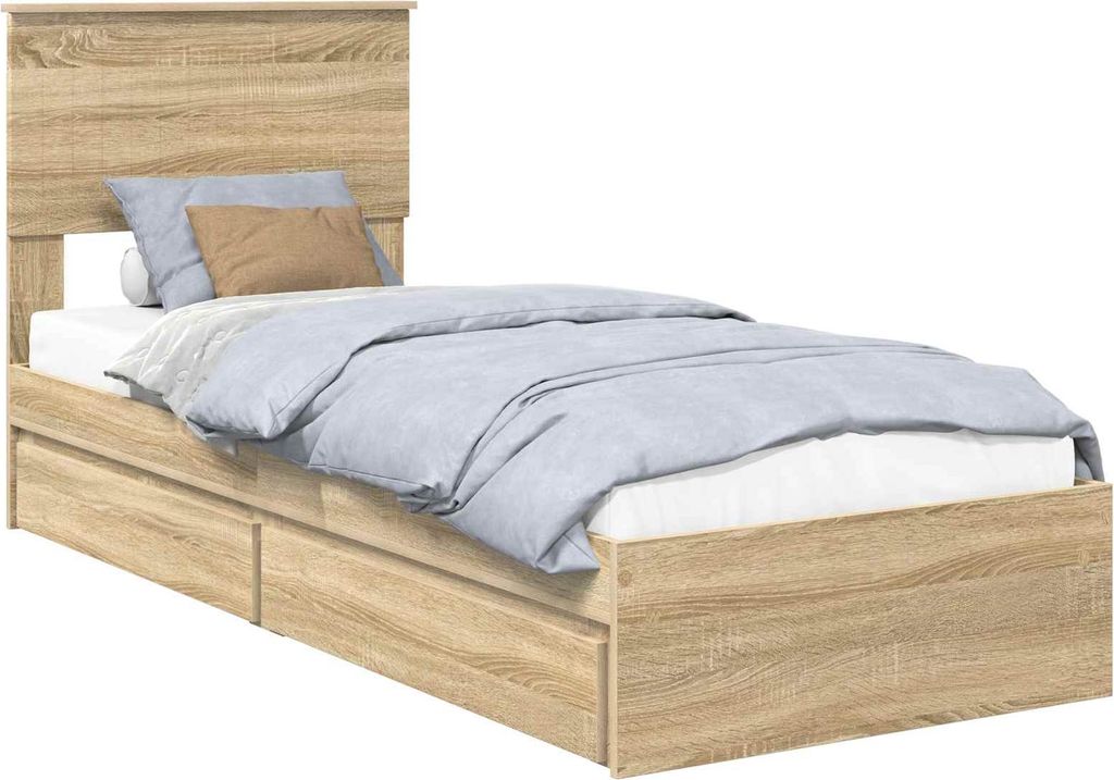 Aufbewahrungsbett Sonoma-Eiche 75 x 190 cm Holzwerkstoff