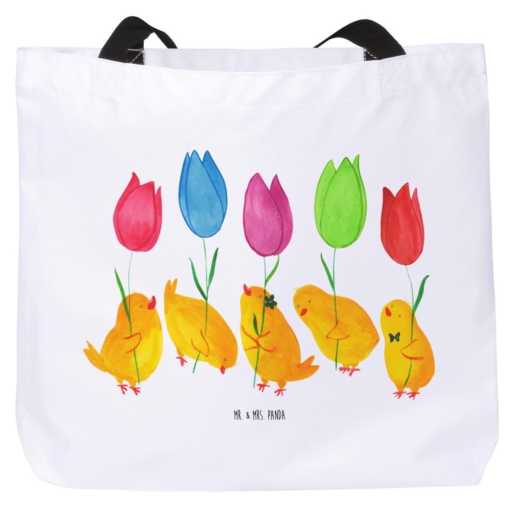 Mr. & Mrs. Panda Einkaufstasche Küken Parade - Weiß - Geschenk, Tulpen, Schultasche, Ostergrüße, Frohe Ostern, Tasche, Laptoptasche, Reisetasch...