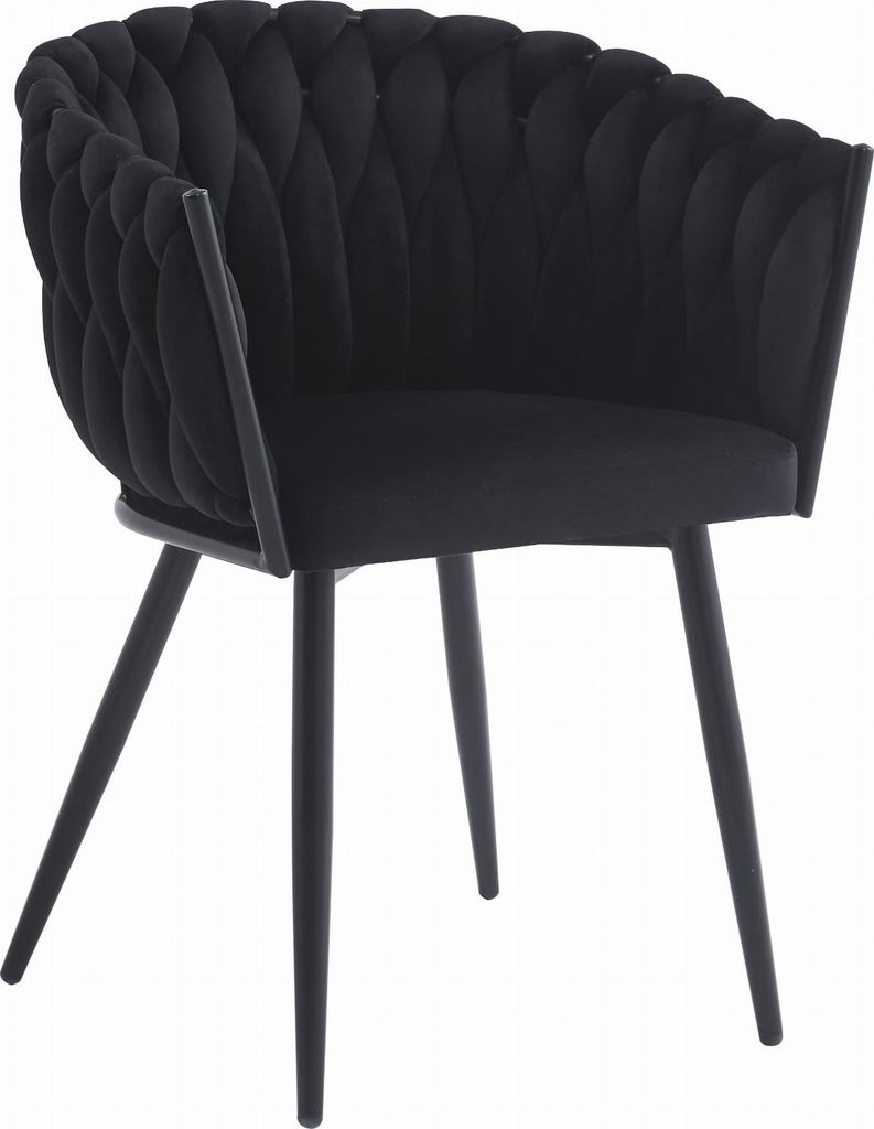 Sessel ARONA schwarzer Samt gepolstert mit Armlehnen Metallbeine für Wohnzimmer, Arbeitszimmer, Esszimmer, Abmessungen 61x79x55 cm, Belastung bis ...