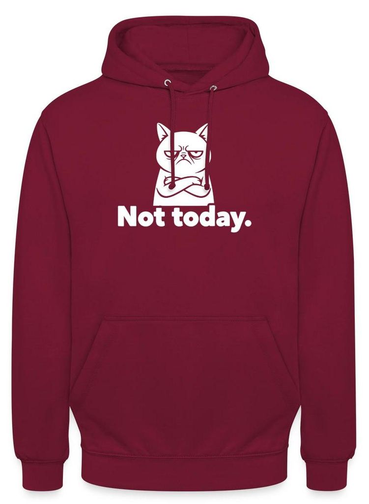 Spreadshirt Not Today | Genervte Katze Uni Hoodie, XL, Bordeaux