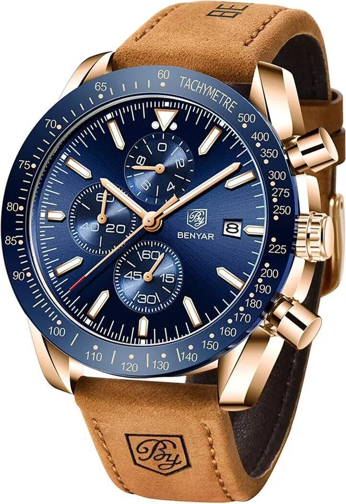 Cronografo Uomo Elegante Pelle Design Sportivo Orologio Regalo Top