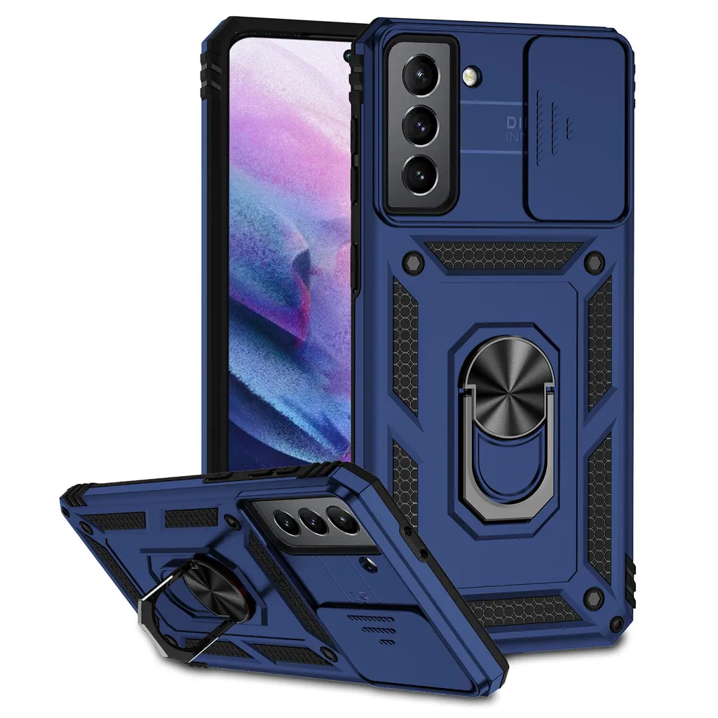 Custodia Rugged Samsung S21 5G Blu: Copri Camera e Anello Supporto