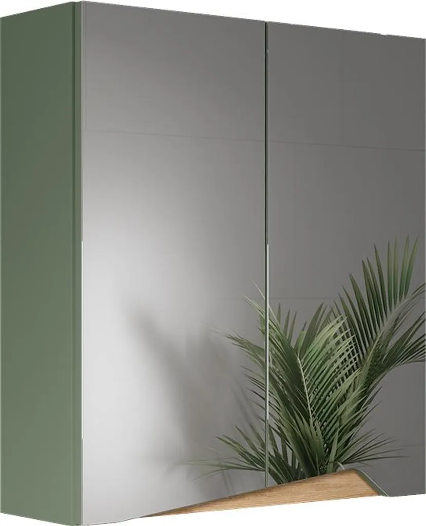 Vicco Marelle Specchio Contenitore Bagno Verde Artigianale 60x67cm