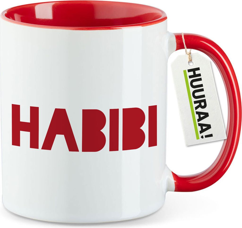Huuraa Kaffeetasse Habibi Schatz Freund 330ml Rot Keramik Kaffeebecher Geschenkidee