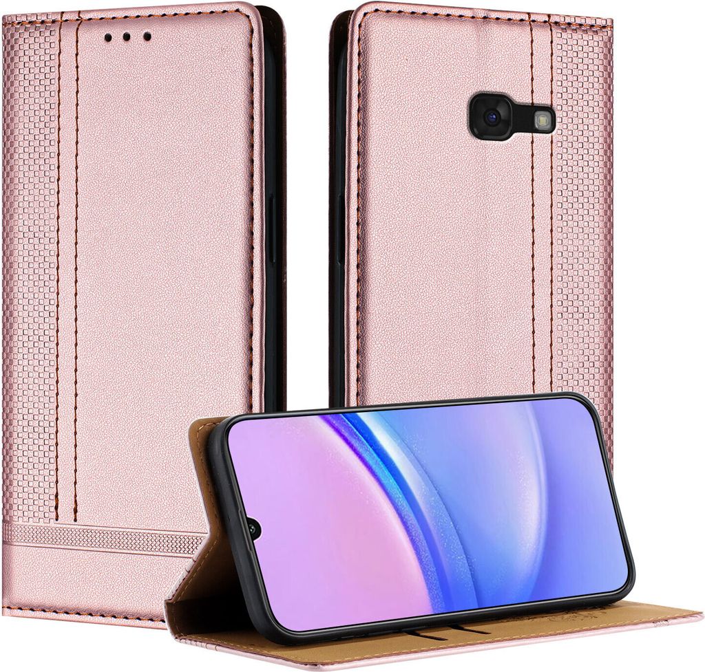 Handyhülle für Samsung Galaxy A5 2017 Leder Flip Klappbare Schutzhülle mit Standfunktion Pink