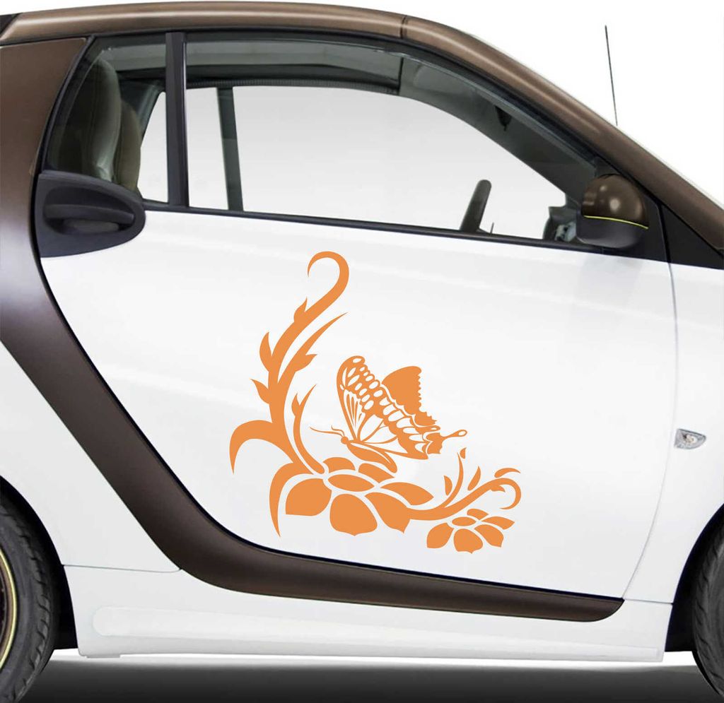 Aufkleber - Autoaufkleber-Set Rankelement Julia, 2 Stk. je 60cm x 61cm orange - Tuning Carystyling Heckscheibe Auto