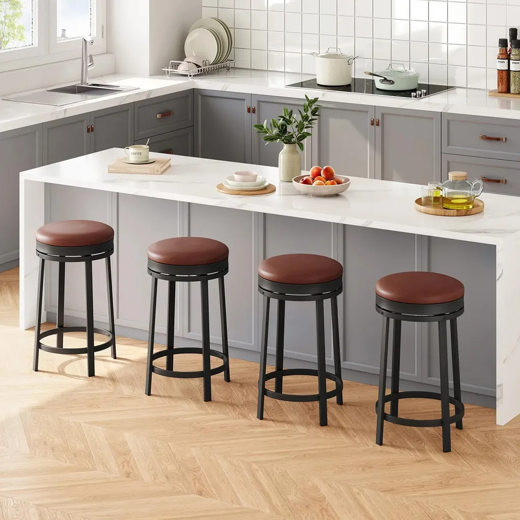 Tabouret de bar pivotant 61 cm gain de place sans dossier assise rembourrée