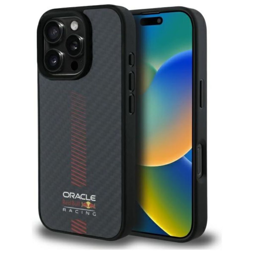Handyhülle für iPhone 16 Pro Max, Red Bull Carbon Fiber Powerbar für MagSafe, Schwarz