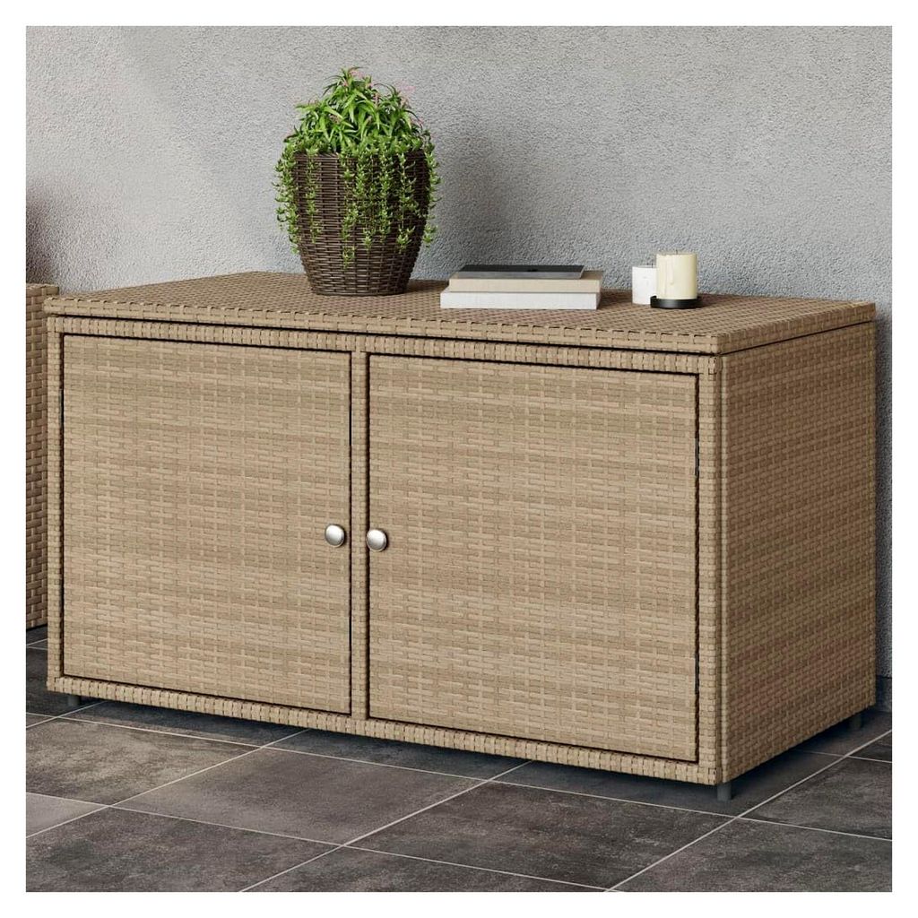 Aufbewahrungsboxen für den Außenbereich, Beige, 110 x 55 x 60,5 cm, Polyrattan