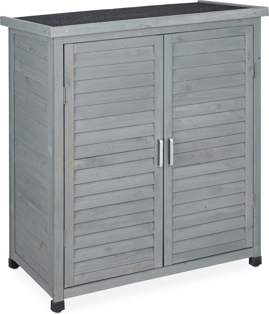 relaxdays Grauer Gartenschrank 3 Fächer Produktbild 10