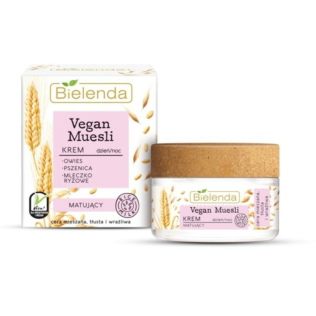 BIELENDA Vegane Müsli-Matt-Creme für fettige, Mischhaut und sensible Haut Tag und Nacht 50ml