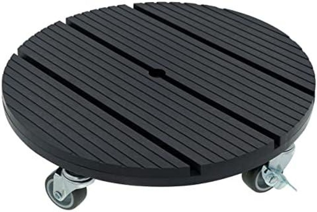 HRB WPC Pflanzenroller witterungsbestaendig 80 kg Tragkraft, Rollbrett Pflanzen, Untersetzer Blumentopf für den Innen- sowie Außenbereich (Rund ...