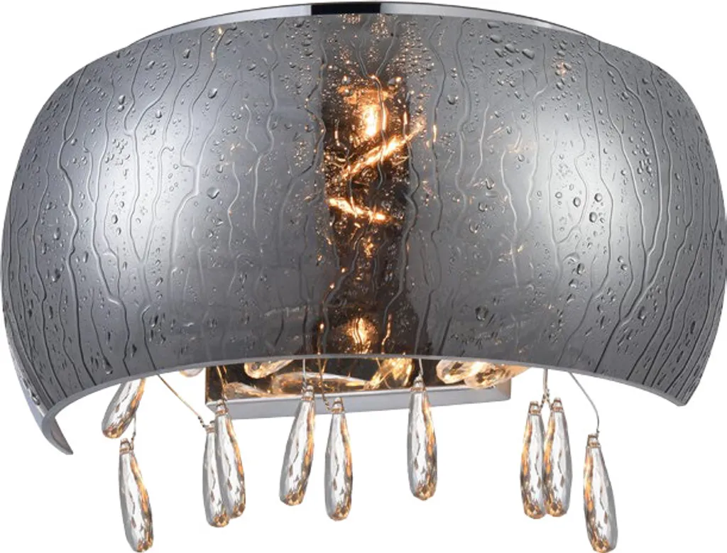 Applique ATMOSPHERA Argento e Vetro Fumo | Luce Calda Dimmerabile