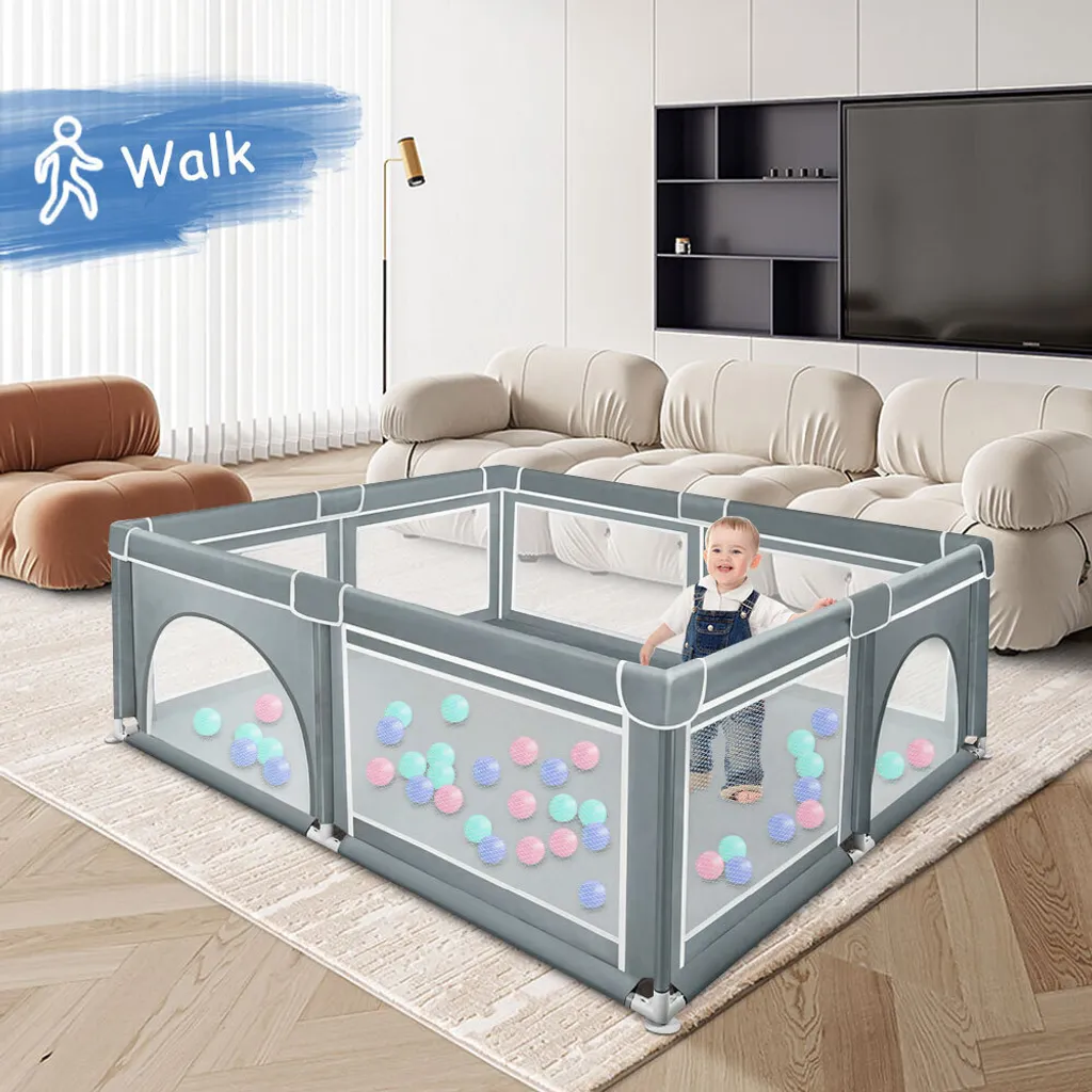 Aire de jeux bébé 180x150cm parc modulable sécurisé avec base ventouse