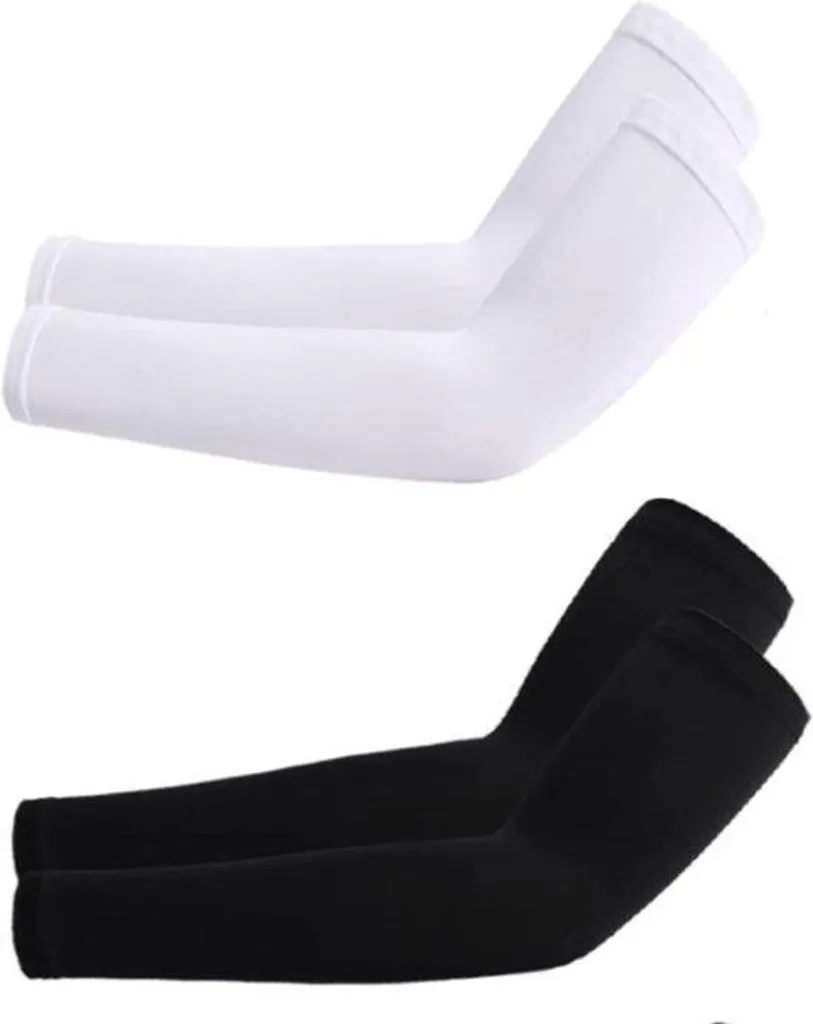 Manchettes de protection UV noires et blanches pour cyclisme et running