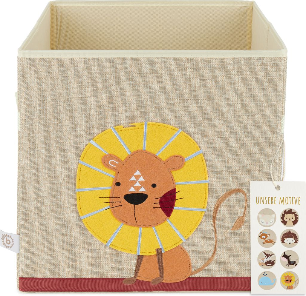 Bieco Aufbewahrungsbox Kinder | Löwen Motiv ca. 36L faltbar | Süße Spielzeug Kiste für Kallax Regal | Aufbewahrungsbox 33x33x33 | Kallax Boxen ...