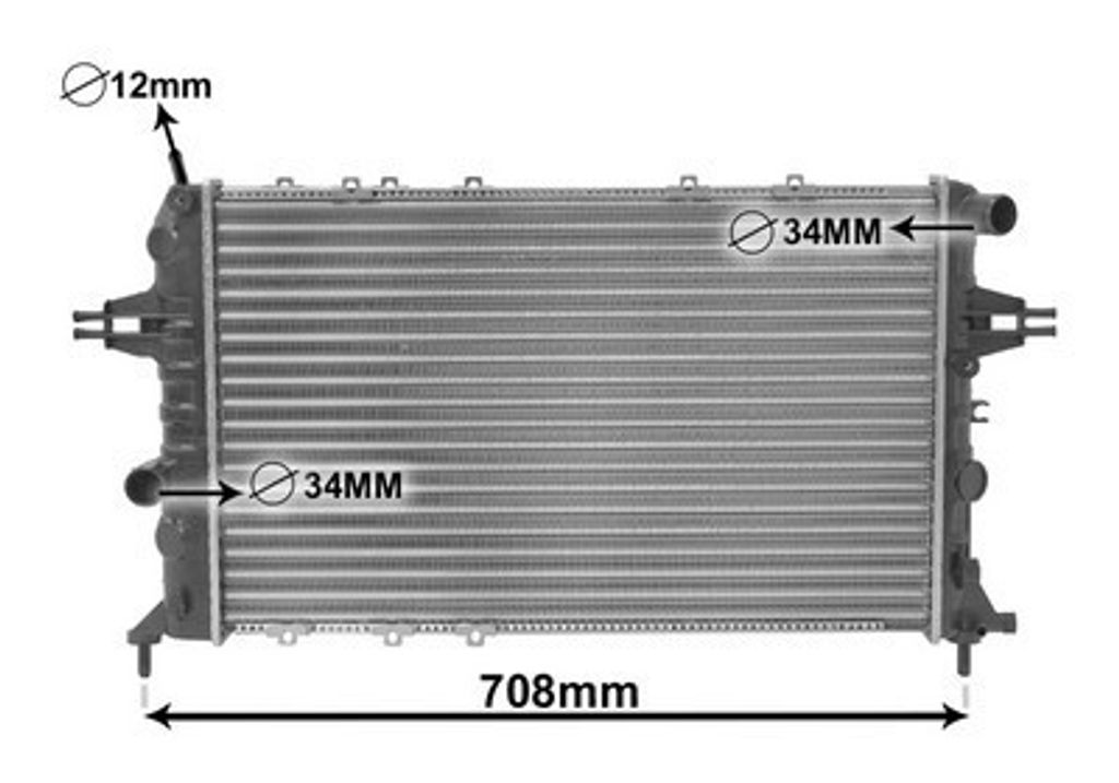 VAN WEZEL 37002293 Kühler Wasserkühler Motorkühler für OPEL Astra G CC (T98) Zafira A (T98) Astra G Caravan (T98) Astra G Limousine (T98)