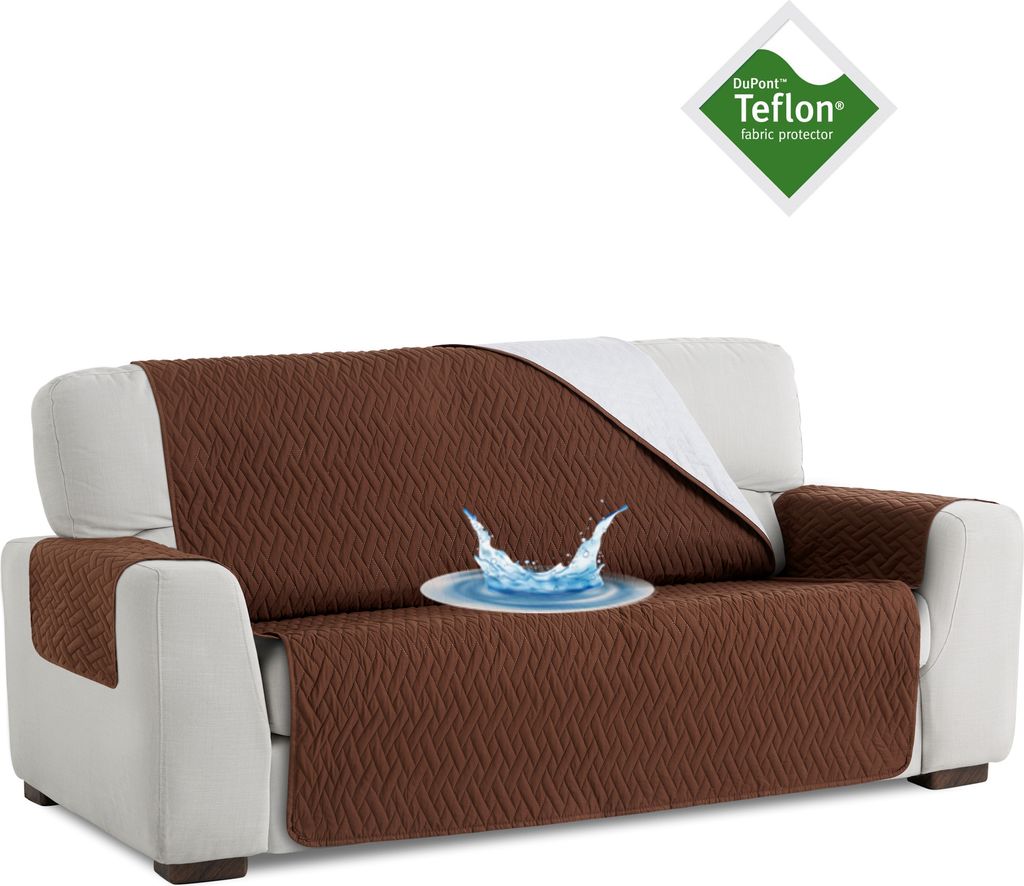 BELMARTI TEFLON Wasserdichtes Sofaüberwürf Sofaschoner Schonbezug Sofaschutz Schutzbezug 2 XL Sitzer 130*195cm BRAUN