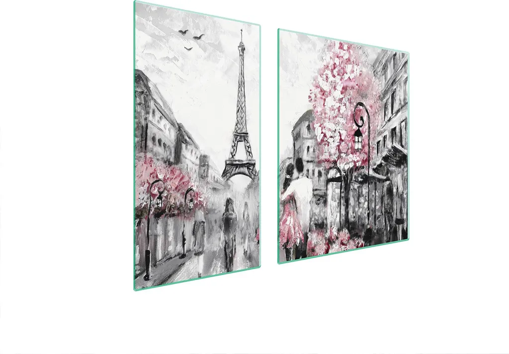 Copri Fornelli Induzione 90x52 Paris Pink - Tagliere in Vetro 2 Pezzi